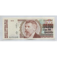 ARGENTINA COL. 728a BILLETE DE 100.000 AUSTRALES SIN CIRCULAR UNC U$ 100